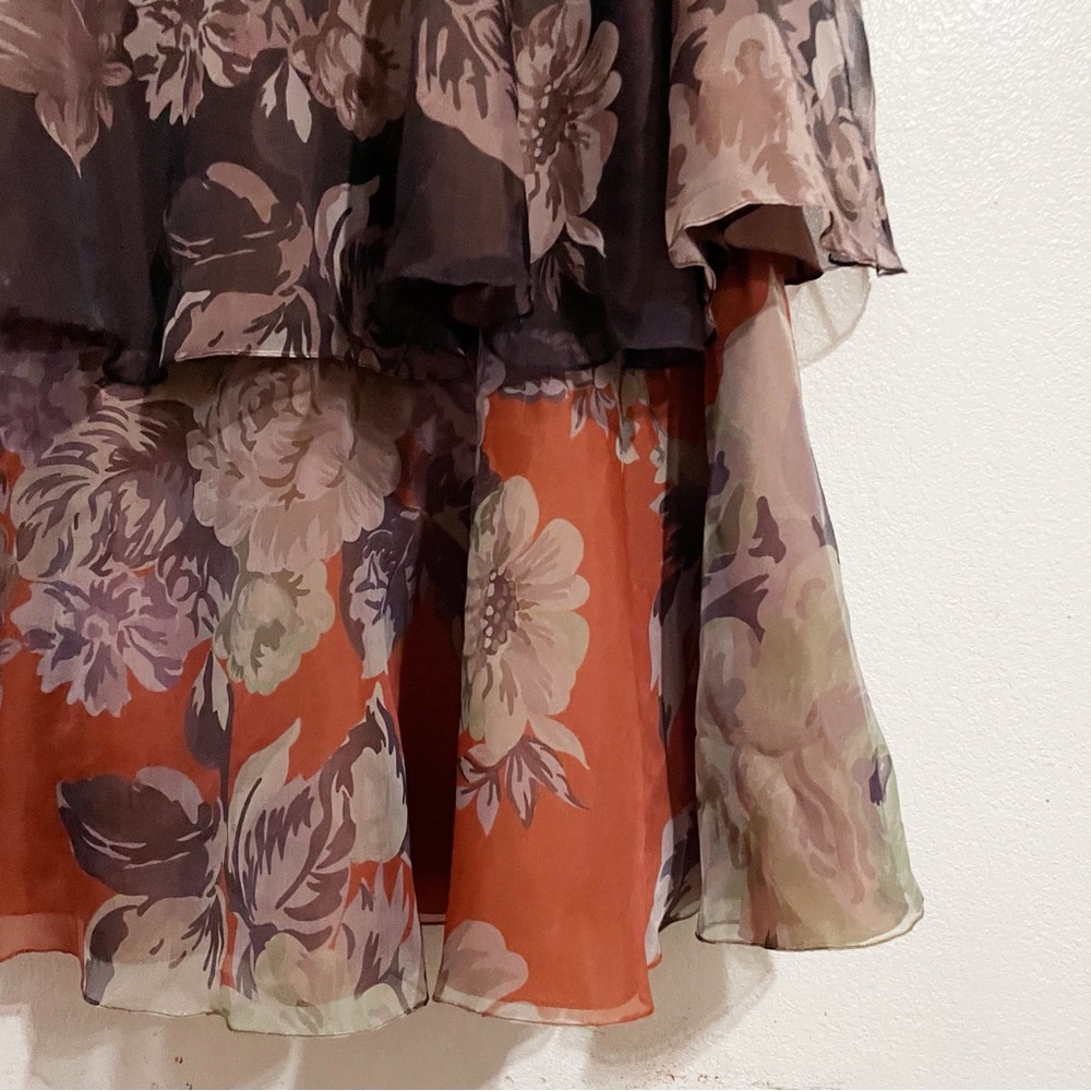 Anthropologie Geisha Designs Martina Floral Strapless Maxi Gown Dress in Brown - Picture 9 of 12